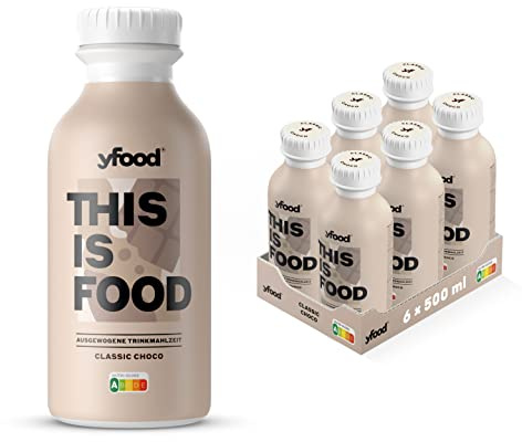 yfood Drink Classic Choco, Leckere Trinkmahlzeit für unterwegs, THIS IS FOOD Drink, 33g Protein, 26 Vitamine und Mineralstoffe, 6 x 500ml, Geschmack Schokolade