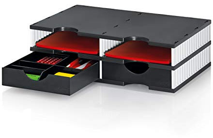 styro Sortierstation styrodoc duo, 4 Fächer, schwarz weiß
