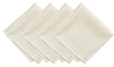Elrene Home Fashions Caiden Elegance Damast-Stoffservietten, 43,2 x 43,2 cm, elfenbeinfarben, 4 Stück