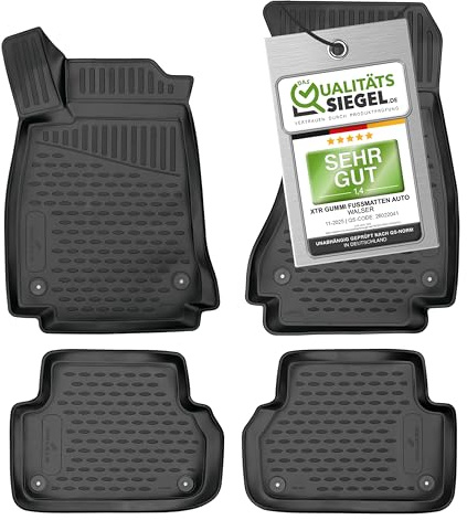 Walser XTR Gummi Fußmatten Auto Kompatibel Mit Audi A4 2015-Heute, Avant, Allroad - 100% Passgenaue, Robuste Universal Gummimatten