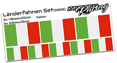 8er Set Länderaufkleber Fahne Länderfahne Flagge Wetterfest RC Car Auto Motorrad Sticker Fahrrad Aufkleber Modellbau R028 (Italy)