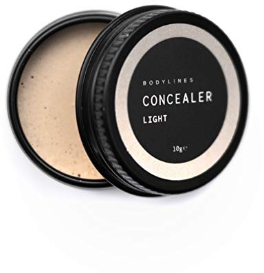 Bodylines Natural Concealer Under Eye Cream with Hyaluronic Acid. Full Coverage, Easy to Apply, Instant Correction, Organic Formula with Vit. E, Coffee Oil & Liquorice Root Oil. (Light) 10g