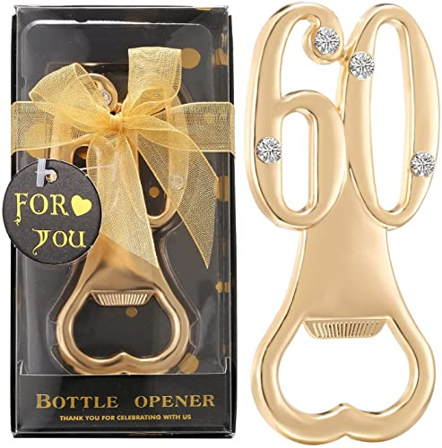 Confezione da 36 apribottiglie per 60° compleanno, per bomboniere, anniversari di matrimonio, souvenir, regali, decorazioni da tavola con confezione regalo individuale per gli ospiti