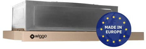 Wiggo Campana extractora de 60 cm WE-632R, color crema, campana plana para salida o recirculación, campana extractora de 300 m³/h con iluminación LED, incluye filtro de grasa y 2 filtros de carbón