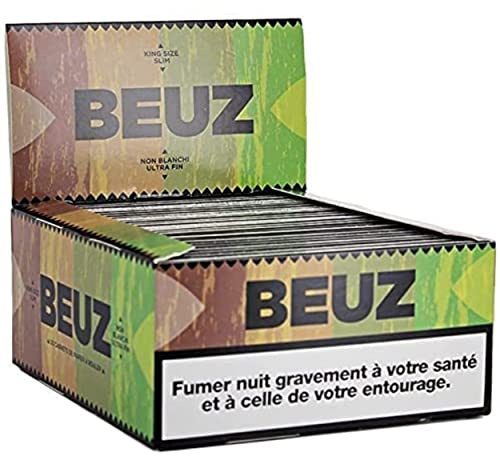 Le Bazaar Shop Feuilles a Rouler BEUZ Slim Brown 1 Boite Lot de X50 Paquets de Papier a Cigarettes King Size Premium Non Blanchi
