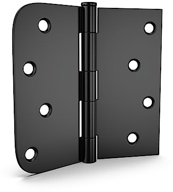 goldenwarm 3 Pack 4in Black Door Hinges Interior Door Hinges Black Matte 4 x 4 Inch with Square & Round Corners, Iron Material