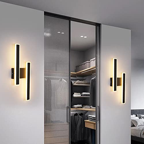 Comely Modern LED Wall Lights Indoor, 32W Acrylic LED Wall Light Warm White/Natural/White Light, Long LED Wall Sconce Lights for Bedroom Living Room Corridor Hallway (Black)