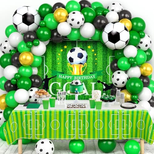 Tacobear Fußball Dekoration Geburtstag Jungen mit Hintergrund Tischdecke Ballongirlande für Kinder Jungen Fußball Artikel Party Dekoration