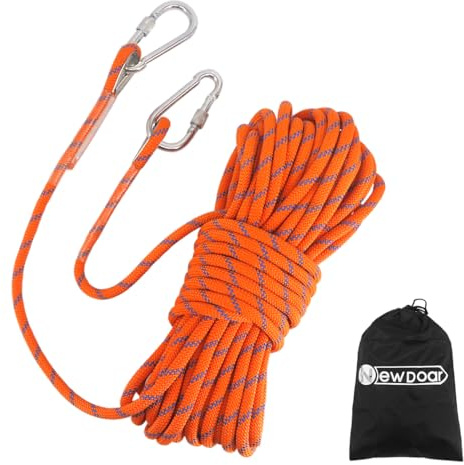 NewDoar 18KN statiskt klättringsrep 10 mm (3/8 tum) tillbehörssladdutrustning 10 m (33 fot) (10 m), 20 m (98 fot) (165 fot) (50 m) fly rep isklättringsutrustning brandräddningsrep-orange/10 m