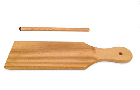 TREORA Gnocchi-Bretter und Butterpaddel aus Holz for einfachen Erstellen von authentischer hausgemachter Pasta und Butter ohne Kleben – Set mit 2 Makern – 24,1 cm
