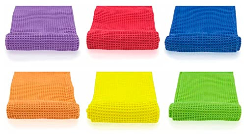AC - Pack de 12 paños de Microfibra Panal - Especial Superficies rugosas y metálicas, Trapo, bayeta, Limpieza, Gran absorción, hogar - 30 x 40 cm - Colores Surtidos