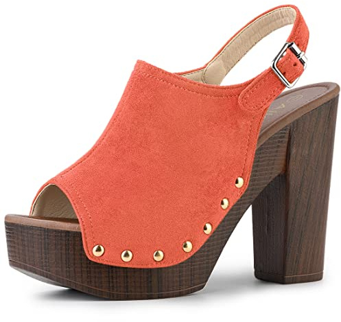 Allegra K Open Toe Slingback Plateau-Sandalen mit klobigem Absatz für Damen