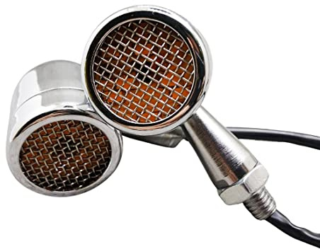 Yecnecty 1 Paar Universal Mesh Lens Chrome Motorrad Blinker Licht LED M10 Schrauben Legierung Grill Motorrad Vorne Hinten Blinker