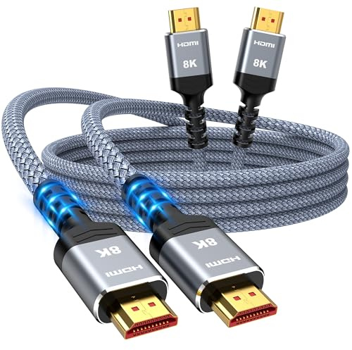 Snowkids 8K HDMI 2.1 Cable 2m 2 Pack, 48Gbps Ultra High Speed HDMI Cable