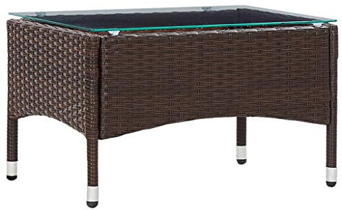 Homgoday Couchtisch Sofatisch Beistelltisch Wohnzimmertisch Wohnzimmer Tisch Teetisch Kaffeetisch für Büro Wohnzimmer Braun 60 x 40 x 36 cm Poly Rattan