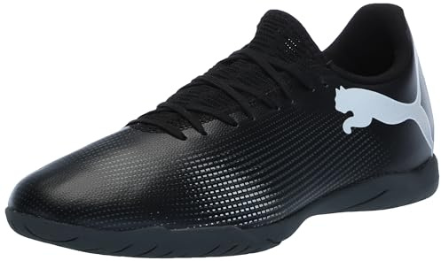 Puma Herren Future 7 Play Indoor Trainer Soccer ShoesPUMA Herren Future 7 Play Hallentrainer Fußballschuhe, Weiß-Schwarz-Giftrosa, Größe 41