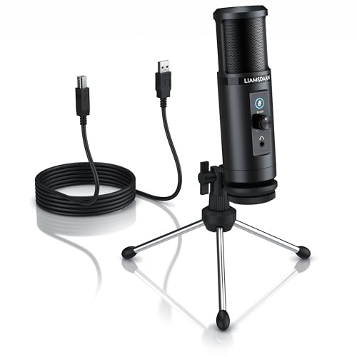 CSL - Kondensatormikrofon für PC, PS5, PS4 und Mac, PC Mikrofon mit Monitorfunktion, 192 kHz, 20 Hz bis 20 kHz, Drehregler Mikroaussteuerung für Gaming, Streaming, Podcasts, Twitch, YouTube, Discord