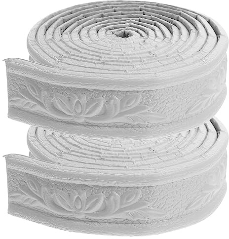 2 Rolls Self Adhesive Wallpaper Border : Peel and Stick Wall Skirting Board Trim — White Flexible Foam Wall Trim & 3D Sticky Decorative Baseboard for Ceiling, Mirror Edge, Bathroom DIY Decor