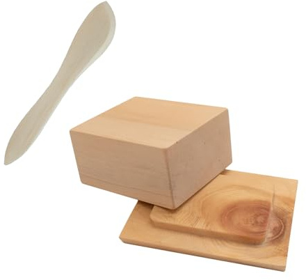 4betterdays Butterdose Zirbenholz mit Buttermesser, 250 g | Luftdicht, naturbelassenes Zirbenholz, ergonomisches Buttermesser