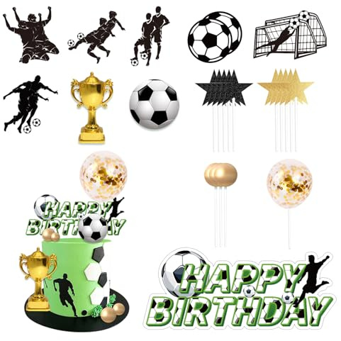 ZALHIN 29 piezas de decoraciones para pasteles de fútbol: decoraciones para fiestas de calidad, versátiles y vibrantes, perfectas para cualquier fiesta temática de fútbol