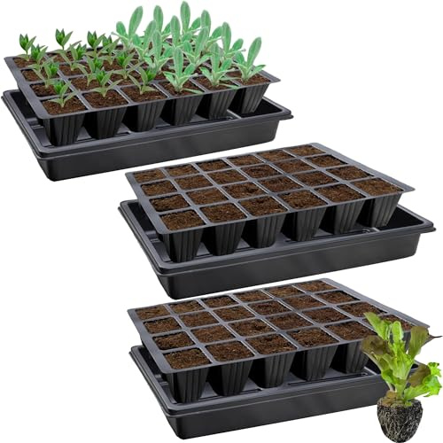 KRONLY Lot de 3 plaques de culture stables avec soucoupe, 72 trous de plantation, plateau de semences pour la culture