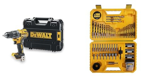 DEWALT - Perceuse-Visseuse XR 18V - DCD791NT-XJ - Perceuse Compact sans Fil avec Mallette TSTAK & Coffret de 100 Pièces de Perçage et Vissage Haute Performance - DT71563-QZ