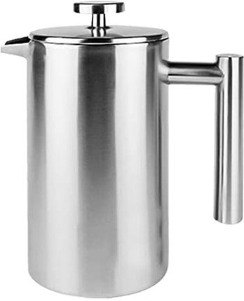 Luzhengyang Cafetera de prensa francesa de acero inoxidable con paredes de doble aislamiento, café caliente durante más tiempo, capacidad de 1 litro, ideal para el hogar o camping, 350 ml