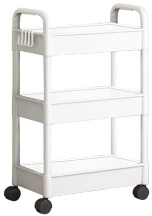 Senermter 3-stöckiger Aufbewahrungswagen, Rollwagen mit Rädern, Aufbewahrungswagen, Rollwagen, mobiler Aufbewahrungsregal-Organizer für Küche, Badezimmer, Waschküche, Schlafzimmer, Enge Stellen
