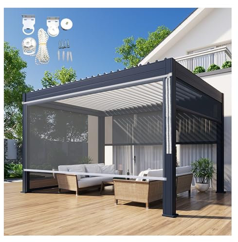 Tapparella avvolgibile pvc,Tende Rullo for Esterni,tende finestra bagno,Antivento Impermeabile,Tende a Rullo Impermeabili for Balcone Gazebo Giardino,con Raccordi e Catena(W150*H220cm/W59.05*H86.61in)