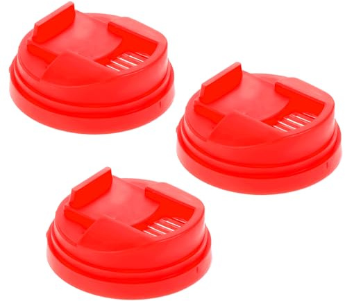 3-Pack Soda Can Covers - Upgraded, Reusable Plastic, Round Protectors for Standard Size Cans (2.4 Inches, Red)