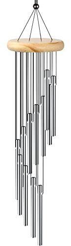 Scacciapensieri, Campane a Vento, Scacciapensieri da Esterno, Tubi in Alluminio Campane a Vento, Scacciapensieri da Appendere, Adatto per Giardini, Balconi, Decorazioni Domestiche, Argento