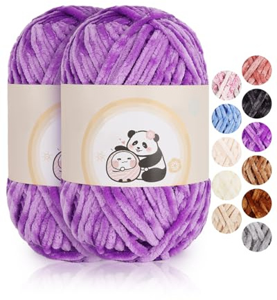 Aeelike 200 g Chenillewolle für Babys, zum Stricken, weich, Chunky, Chenillegarn, flauschig, flauschig, für Schals, Decken, Violett