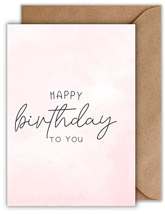 Minimalistische Geburtstagskarte – Happy Birthday to You – edles, schlichtes Design in Rosa – inkl. Umschlag – hochwertige Klappkarte zum Geburtstag für Männer, Frauen, Freundinnen & Freunde