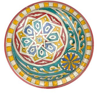 ARTIGIANATO VULCANO Plato decorativo marroquí de cerámica pintado a mano, diámetro 33 cm