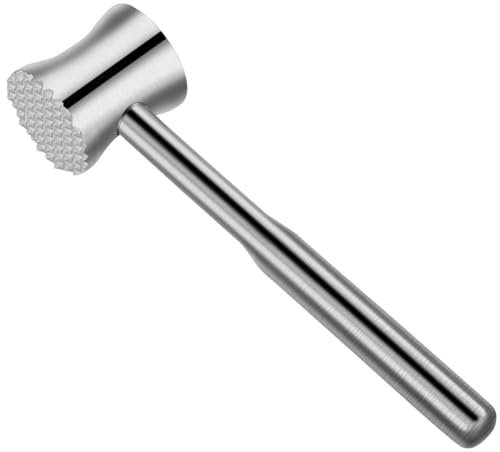 Zwfjcmsa Mazo ablandador de carne de acero inoxidable, martillo de carne de doble cara, martillo de pollo, batidor de carne resistente para carne y carne de res