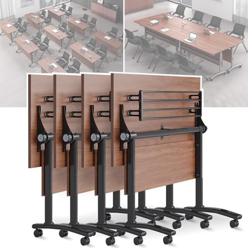 Konferenztisch, klappbarer rechteckiger Konferenztisch, mobiler Klapptisch aus Holz für Besprechungsräume, Schulungstisch für Konferenzräume für Besprechungsräume, Klassenzimmer, Arbeitszimm
