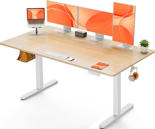 ErGear Eljusterbart Ståbord 160 x 80 cm, Stå-Sitt Bord med 4 Minnesfunktioner, Kontorsbord för Hemmet och Kontoret med Bjälklagsstomme