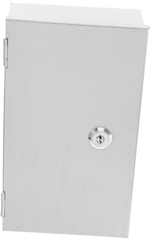 ANDRESLAD Edelstahl Steckdosenkasten mit Diebstahlschutz und Abschließbarer Sicherheitsbox Robust und Geeignet für Zuhause und Büro Modernes Design Silber