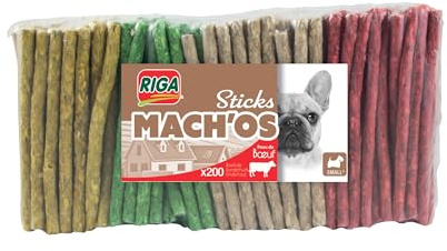 Riga - Mach'os - Bâtonnet Aggloméré - Friandise Chien - Peau De Buffle - Riche en Protéines - Hygiène Buccale - Mastication Et Récompense - pour Petit Chien - x 200