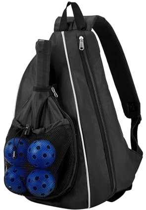 Pickle Balltasche, Pickle Paddle Aufbewahrung, sichere leichte Reißverschlusstasche, geräumiger Organizer mit mehreren Fächern für Kleidung, Schuhe, Wasserflaschen, Sportausrüstung, schwarz
