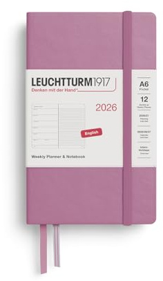 LEUCHTTURM1917 372664 Wochenkalender & Notizbuch Pocket (A6) 2026, Dusty Rose, Englisch