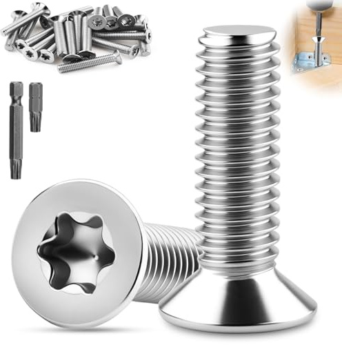 XRXYMQ 25 Piezas Tornillos M6 x 20 mm Tornillería de Cabeza Avellanada Tornillo Acero Inoxidable Hexágono Interior Tornillos Inoxidable Rosca Completa Adecuado para el Montaje Doméstico Carpintería