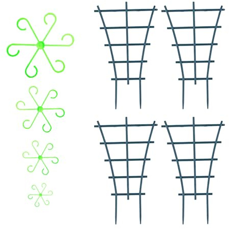 Yicoovey Plant Support Kit (4 Connecting Trellises + 4 Supports) provides a versatile solution for stabilising plants indoors and outdoors.