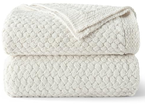Whale Flotilla Kuscheldecke Flauschig Tagesdecke Chenille Leicht, Cremeweiß | Dünne Atmungsaktive Sommerdecke 150x200 cm, Zarte Kuschelige Grobstrickte Wohndecke Couchdecke Für Doppelbett Und Sofa