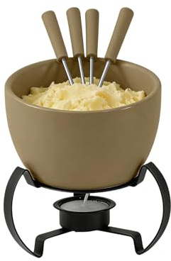 Taza de Fondue de Chocolate | Mini cerámica 450ml con Tenedores - Taza de Fondue Dulce y Taza de Queso derretido - para Queso Mantequilla Postre Dulce casa Cocina Camping Picnic