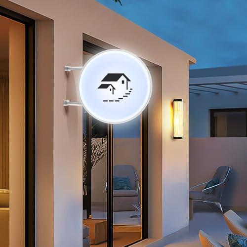 TFGXUE LED Werbetafel, Ø 50 cm Leuchtkasten Rund Wandbefestigung, Blockbuster Leuchtbox Doppelseitige, Transparente Acrylplatte, LED Werbeschild mit 10 Lamp, Leuchtkastenschild Outdoor für Geschäfte