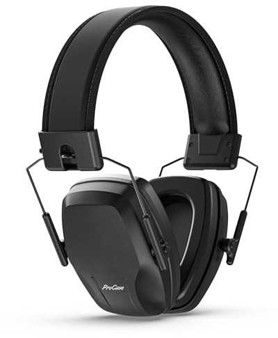 ProCase Hearing Protection Ear Muffs SNR 29dB, Noise Cancelling Headphones for Adults/Teen, Adjustable Soundproof Ear Defenders for Autism Sensory, Work, Shooting, Construction, Mowing -Black