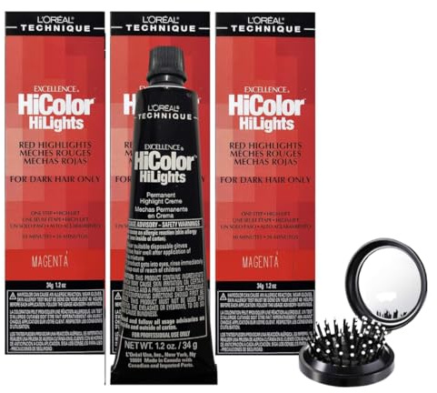 Hair Care Set: L'Oréeal HiColor Highlight Cream 3-Pack + LUXPAKS Brush | L'Oréeal HiColor, Hair Dye, Highlight Cream, 3-Pack, Permanent Color, Highlights, Hair Coloring, LUXPAKS Brush