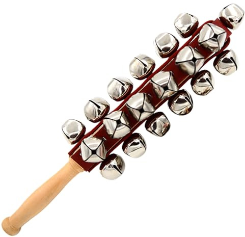 Schellenkranz - Schellen Glöckchen, Jingle Bells, Jingle Bell Stick, Naturholzgriff, Handmusikinstrument, Klassenzimmer-Rhythmusspielzeug, Kinder-Percussion-Spielset, Hölzerne Bells Mit Glattem Griff,