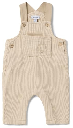 OVS KIDS Salopette in puro cotone beige da neonato regular fit con ricamo